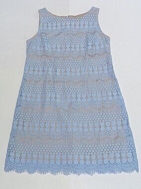 Jessica Howard Women's Blue Lace with Nude Lining Sheath Dress, Size 10 P